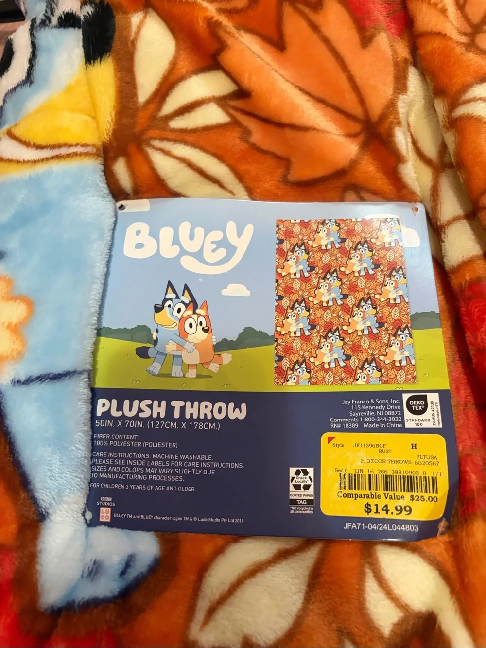 NWT 50in x 70in Bluey Plush Throw